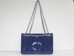 Best Chanel Fashion Shoulder Bags Blue Patent Leather 47965 On Sale